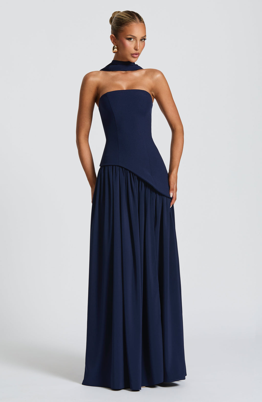 Vestido de evento Malena™ azul marino con palabra de honor, foto 4