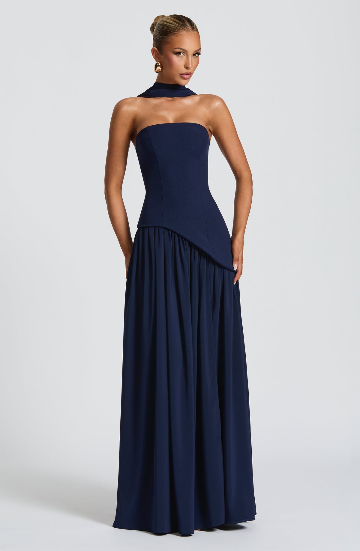 Vestido de evento Malena™ azul marino con palabra de honor, foto 4