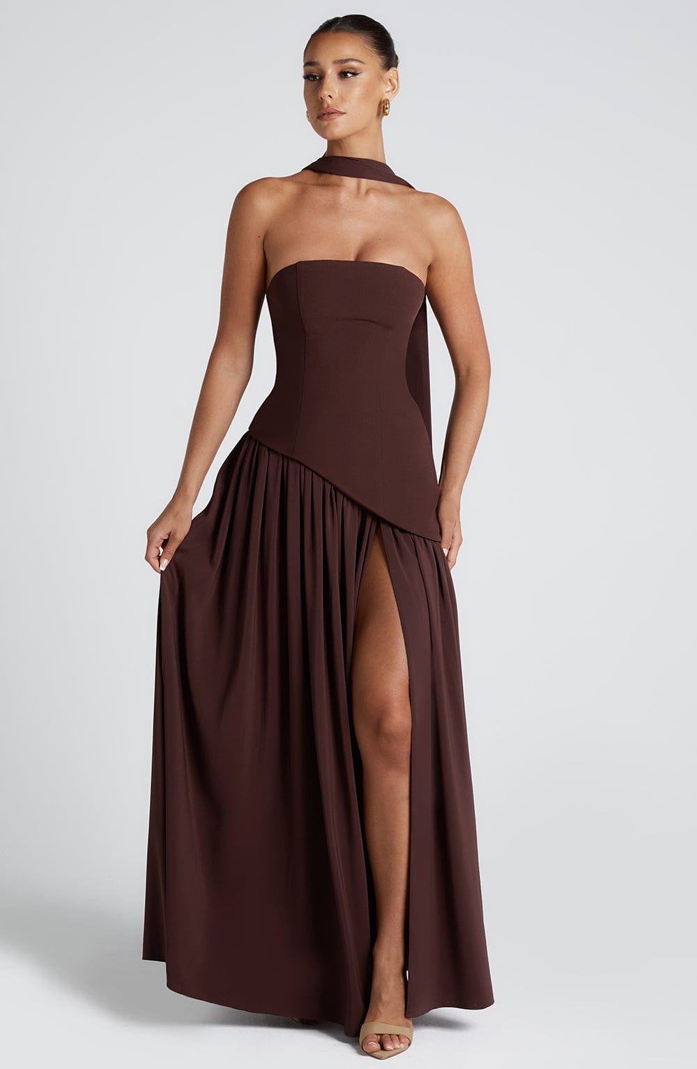 Vestido Malena™ ciruela con abertura en la pierna, foto 11