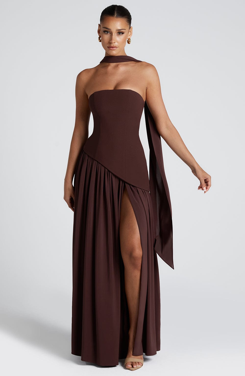 Malena™ - Vestido Largo de Chifón Ciruela