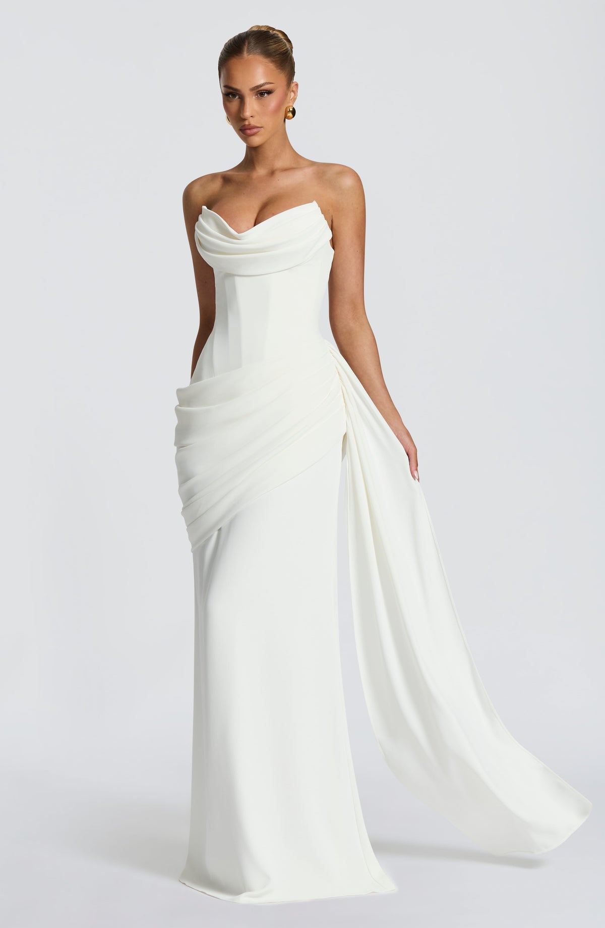 Vestido blanco largo con corsé para preboda o evento - Marisa™ Ana Ibiza