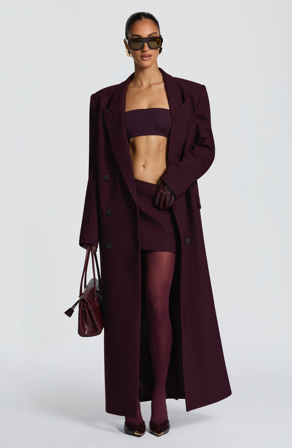 Abrigo cruzado de sastre morado de fiesta mujer - Micaela™ Ana Ibiza