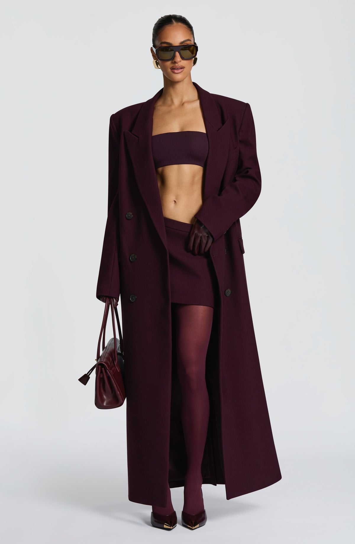 Micaela™ - Abrigo Cruzado de Sastre Morado