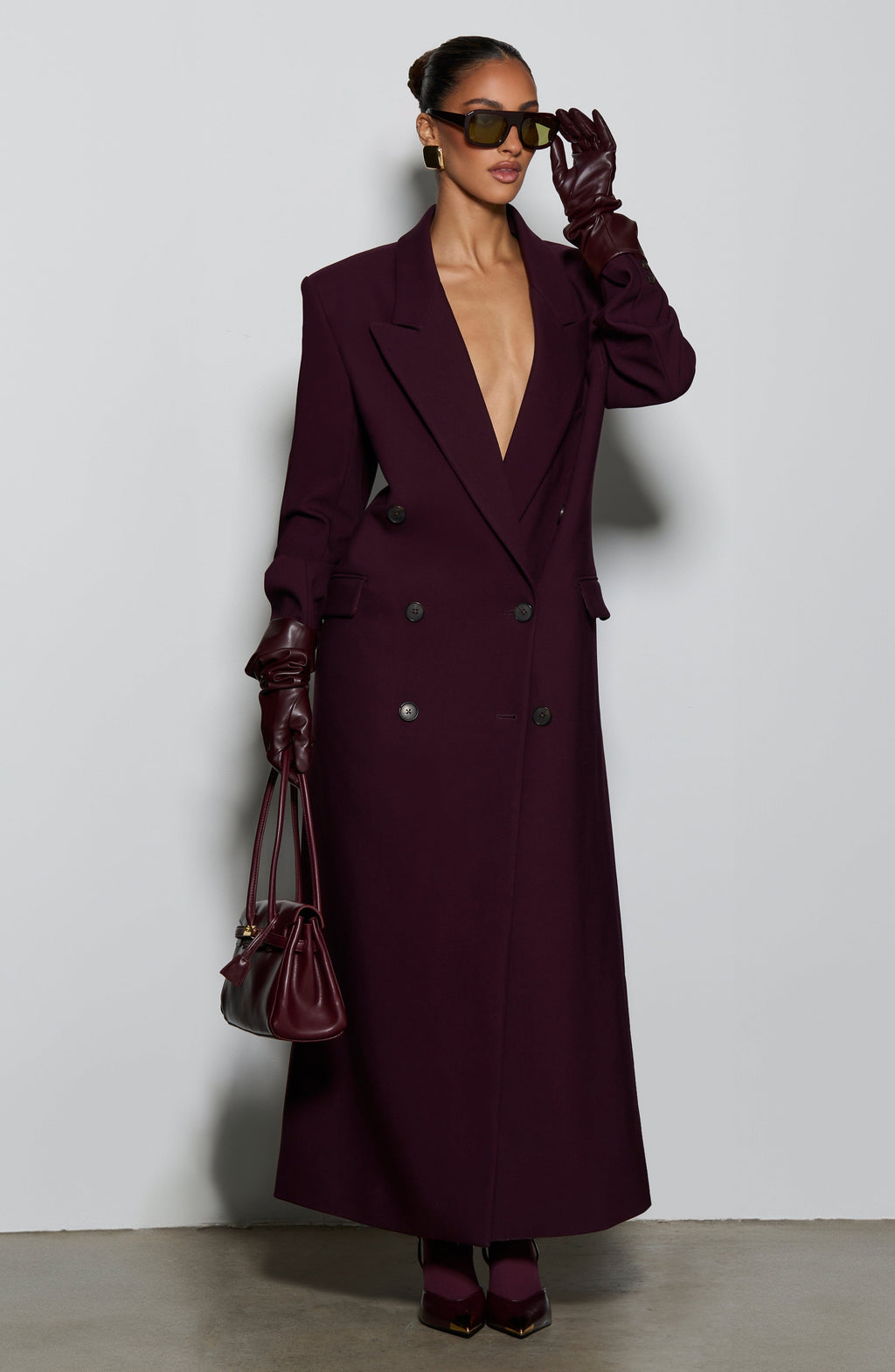 Micaela™ en morado, abrigo cruzado de sastre