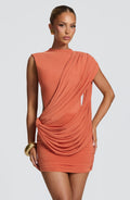 Vestido corto de cóctel naranja de malla - Mireya™ Ana Ibiza