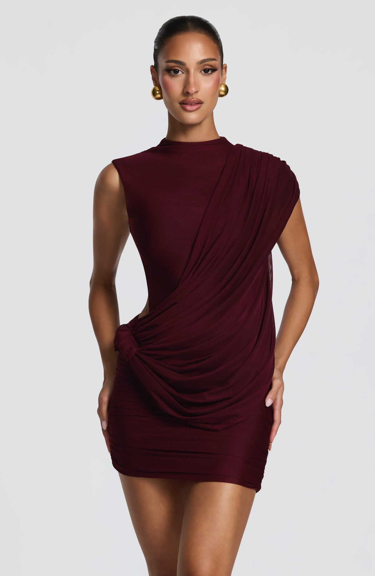 Vestido corto de cóctel cereza de malla - Mireya™ Ana Ibiza