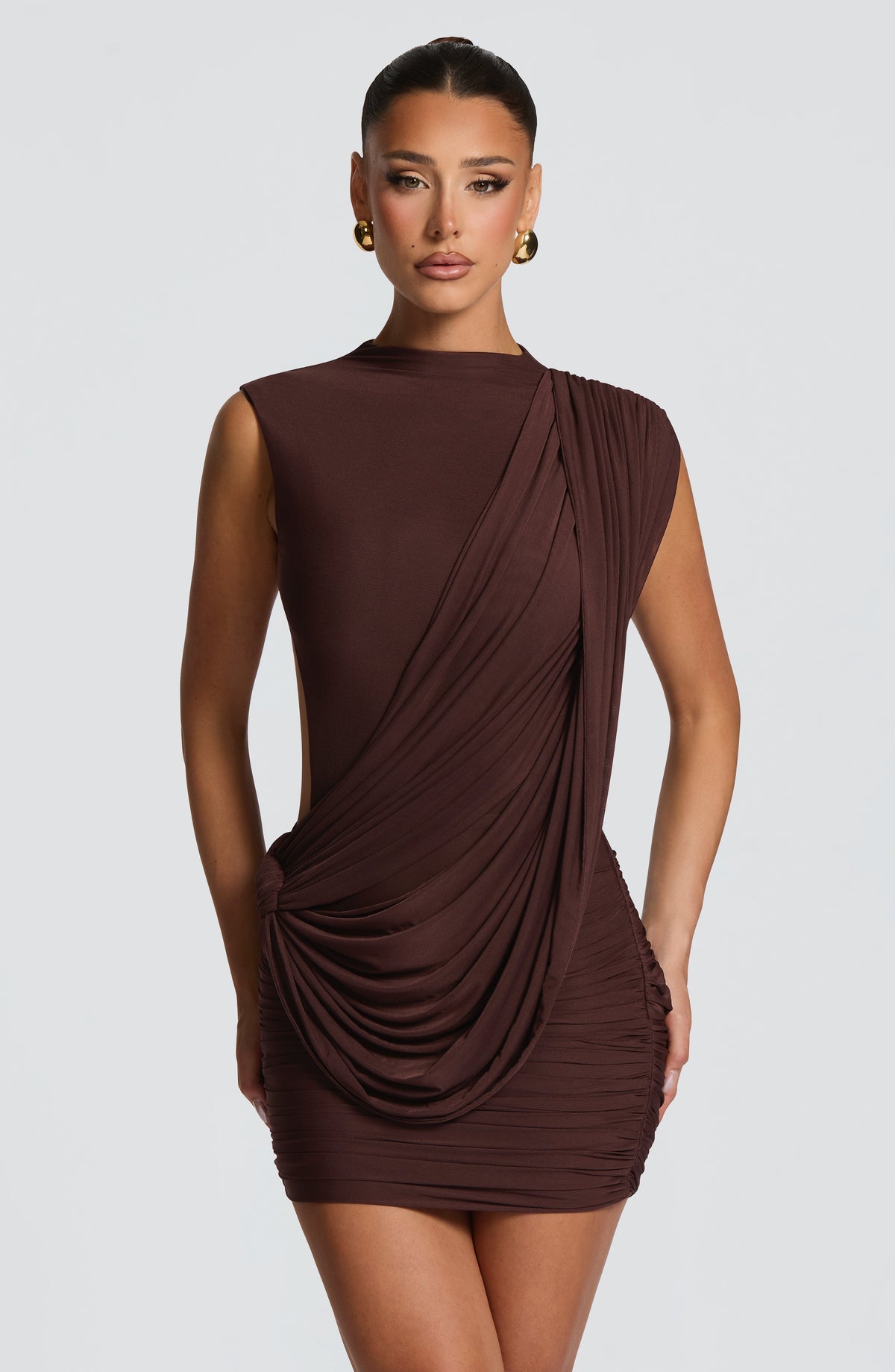 Mireya™ - Vestido Corto de Malla Ciruela