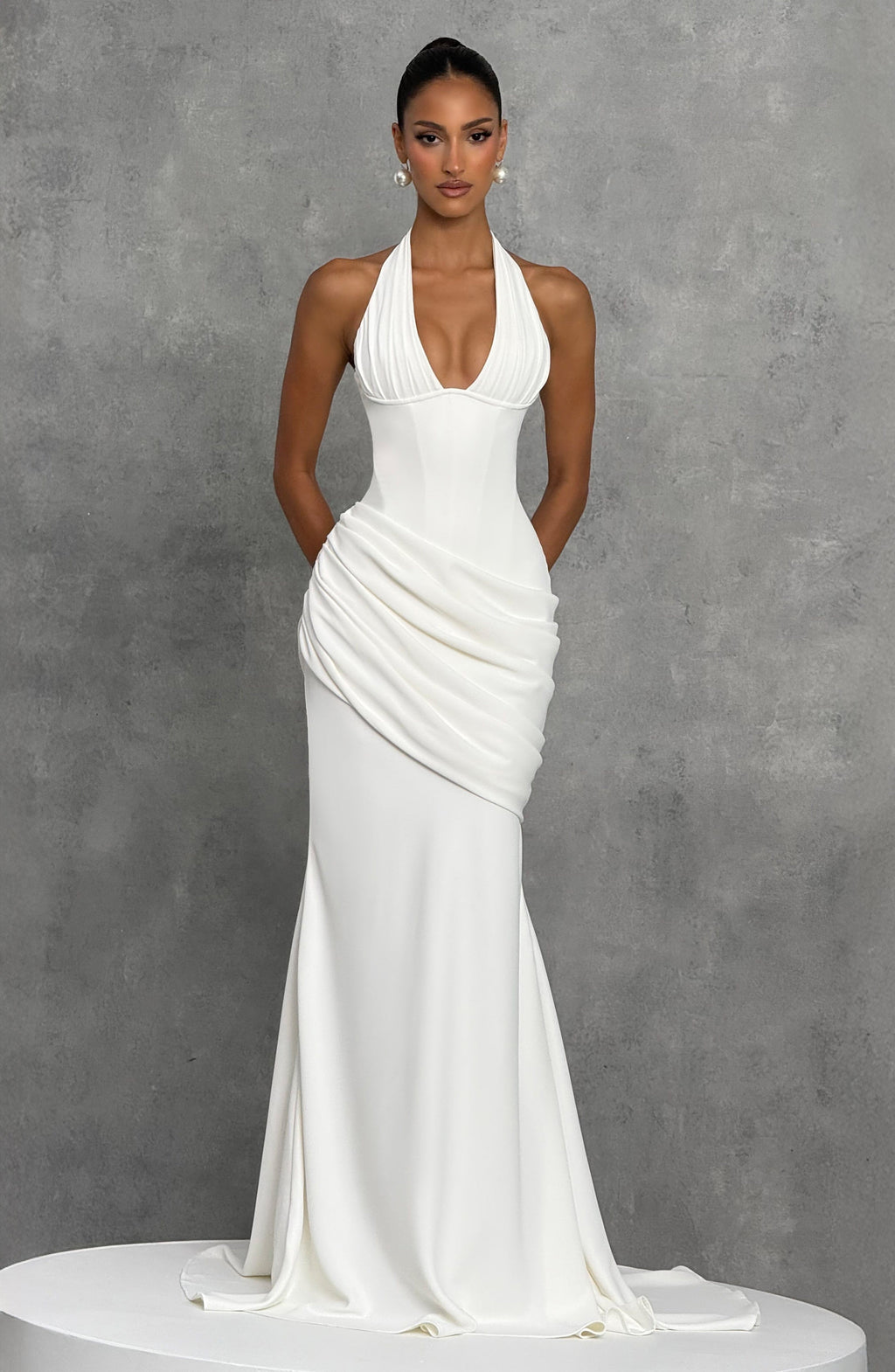 Vestido largo Noelia™ marfil con corsé, foto 7