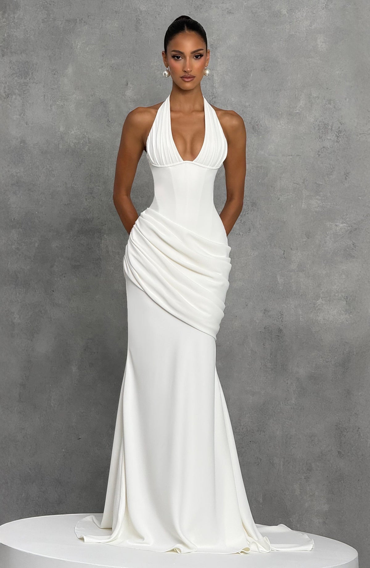 Vestido largo Noelia™ marfil con corsé, foto 7
