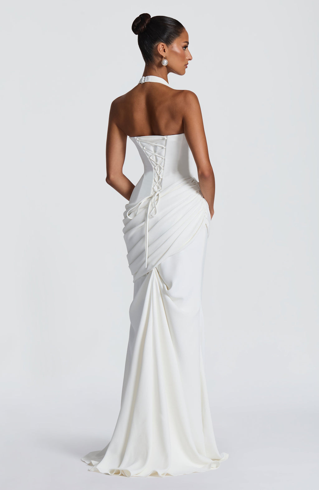 Vestido de evento largo Noelia™ marfil con cuello halter, foto 4