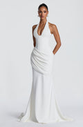 Vestido blanco largo de crepé para preboda o evento - Noelia™ Ana Ibiza