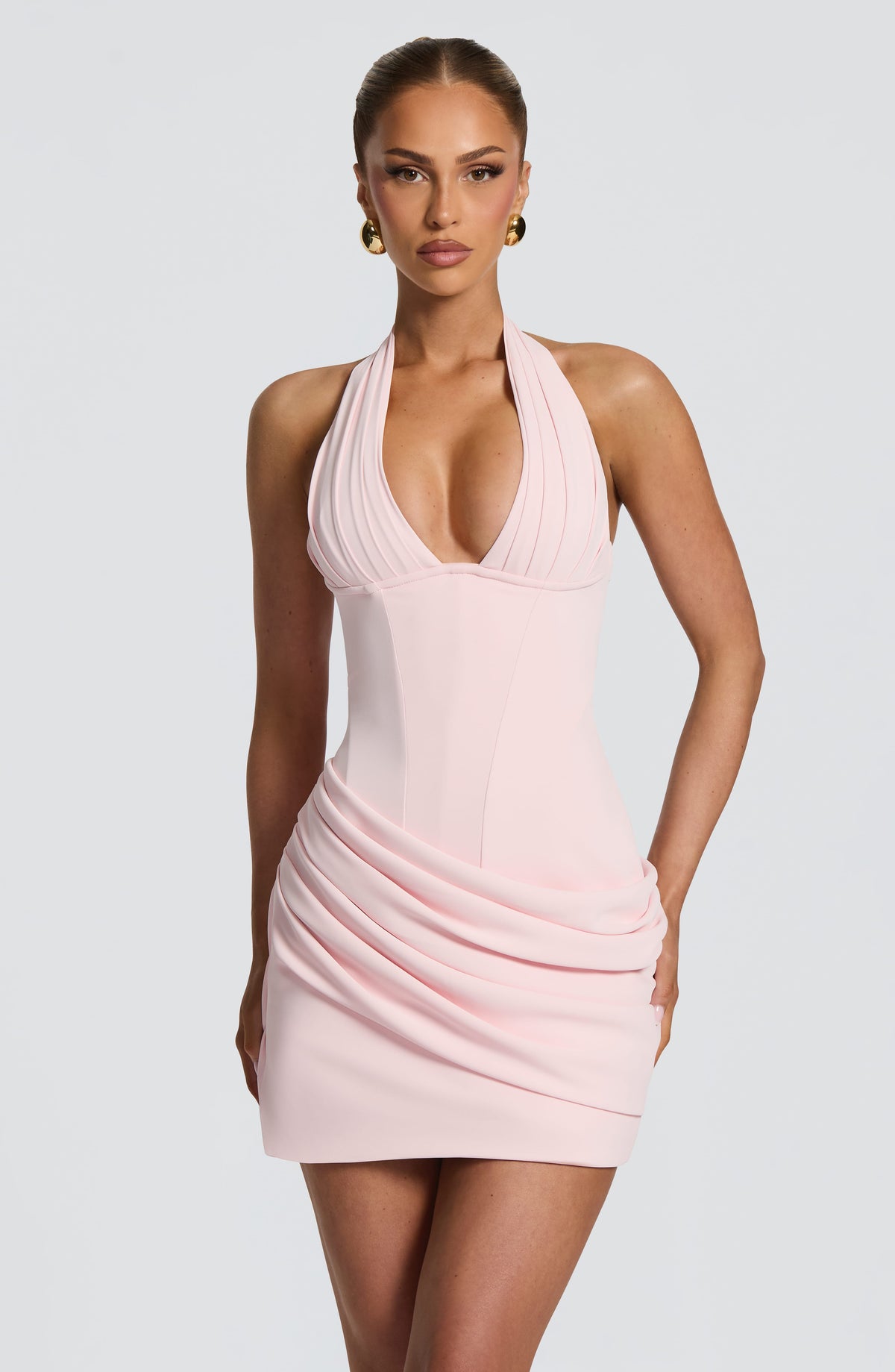Noelia™ - Vestido Corto Halter Rosa