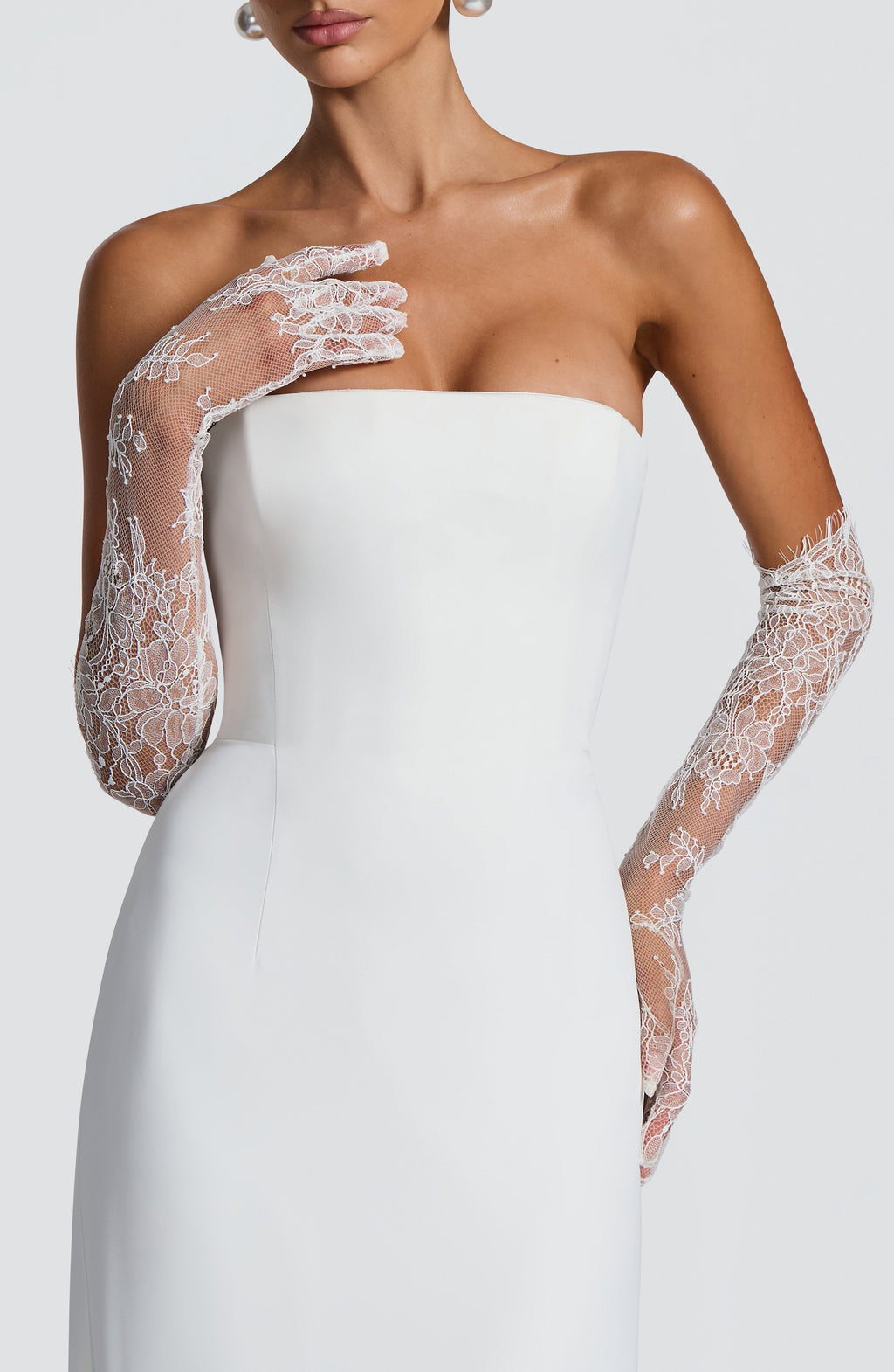 Nieves™ - Guantes de Encaje Floral Marfil