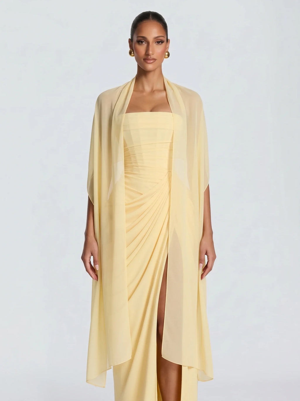 estola de chifón amarillo Nora™ para una comunión, vista frontal