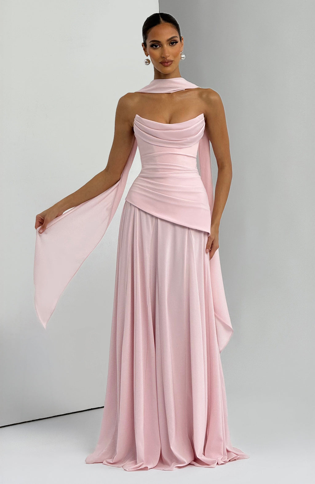 Vestido de evento Patricia™ rosa con escote drapeado, foto 4