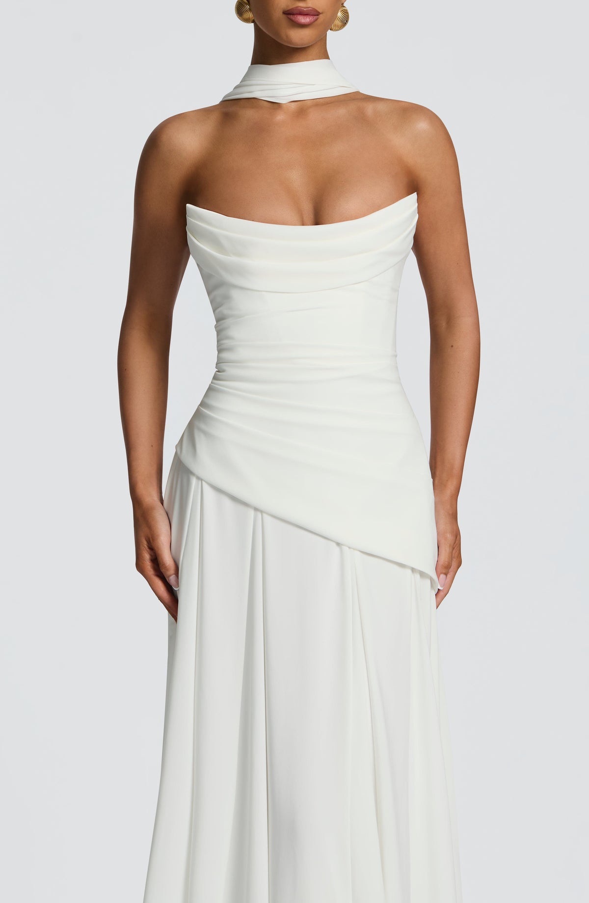 Vestido de evento Patricia™ marfil con escote drapeado, foto 4
