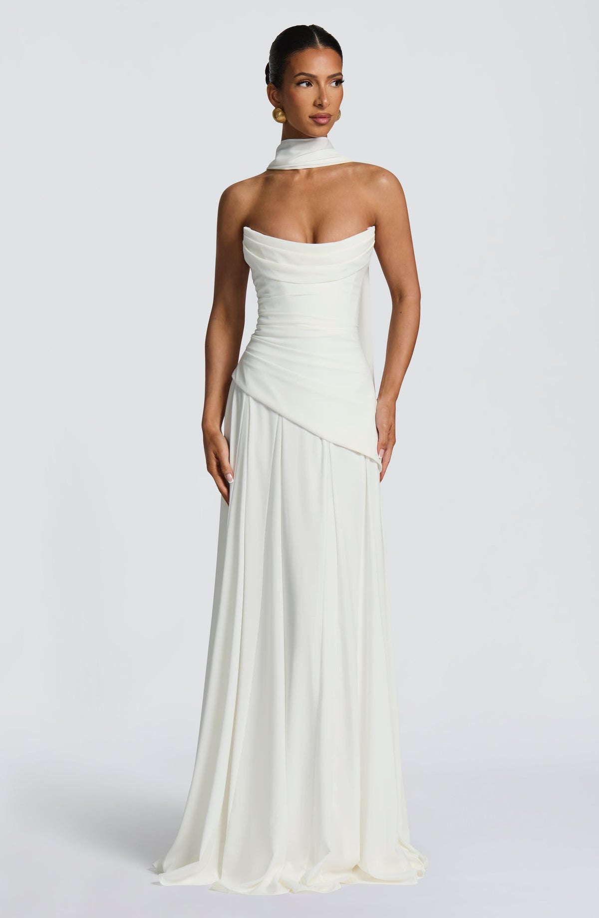 Vestido Patricia™ marfil con escote drapeado, foto 13