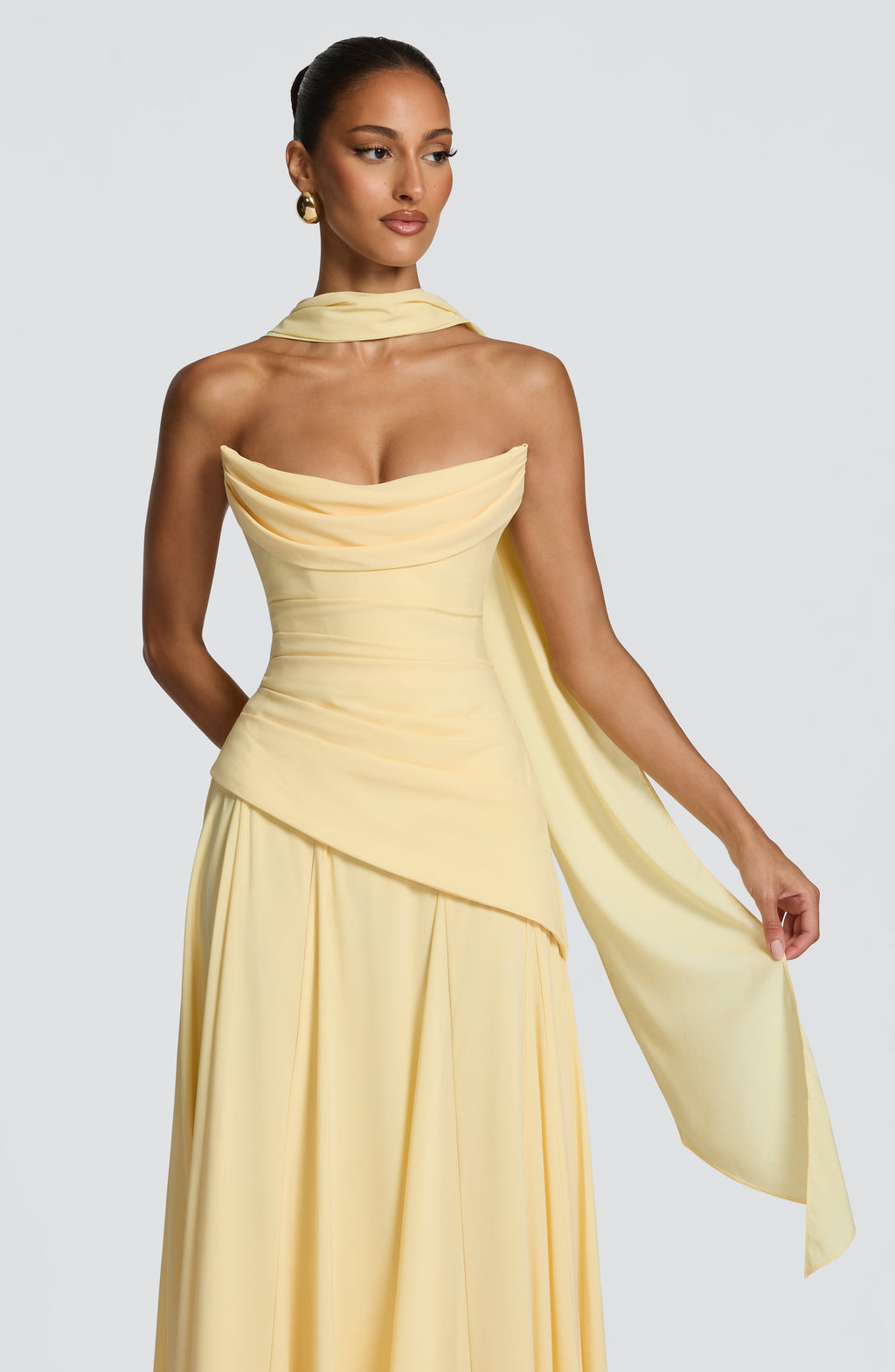 Vestido Patricia™ amarillo limón con escote drapeado, foto 9