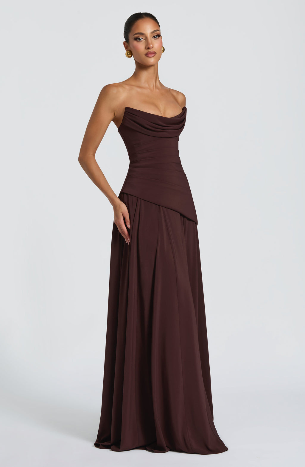 Vestido Patricia™ ciruela con escote drapeado, foto 9