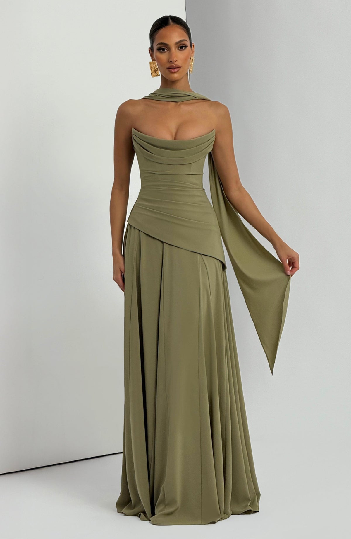 Vestido Patricia™ verde salvia con escote drapeado, foto 9