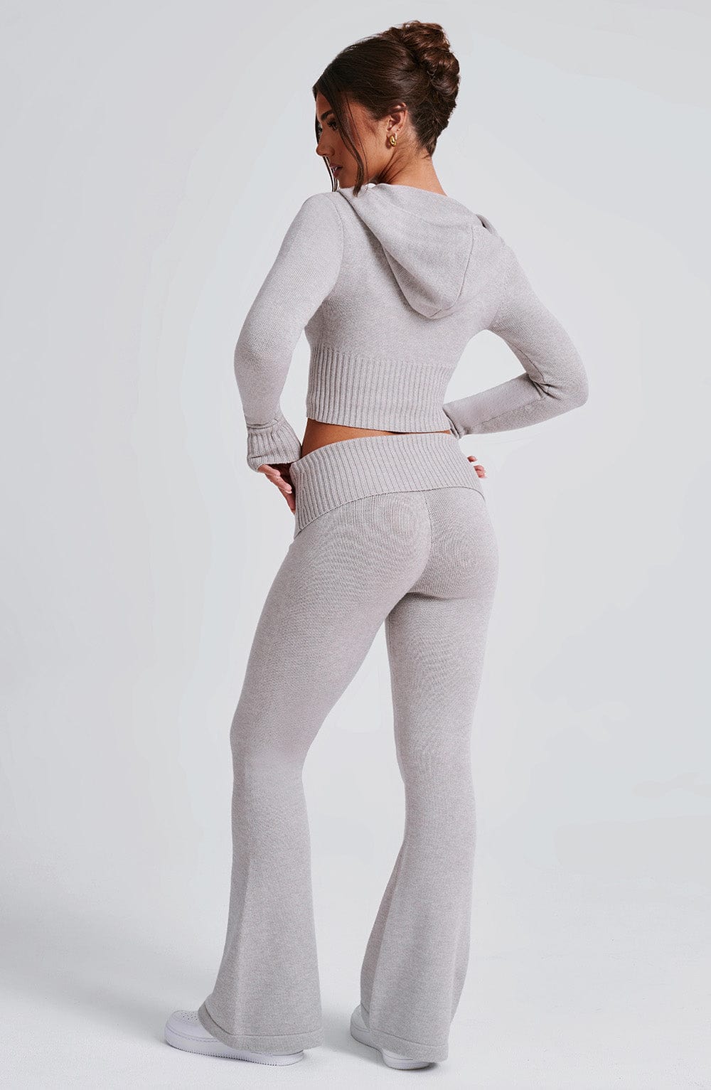 Pantalón de punto acampanado gris claro - Paula™ Ana Ibiza