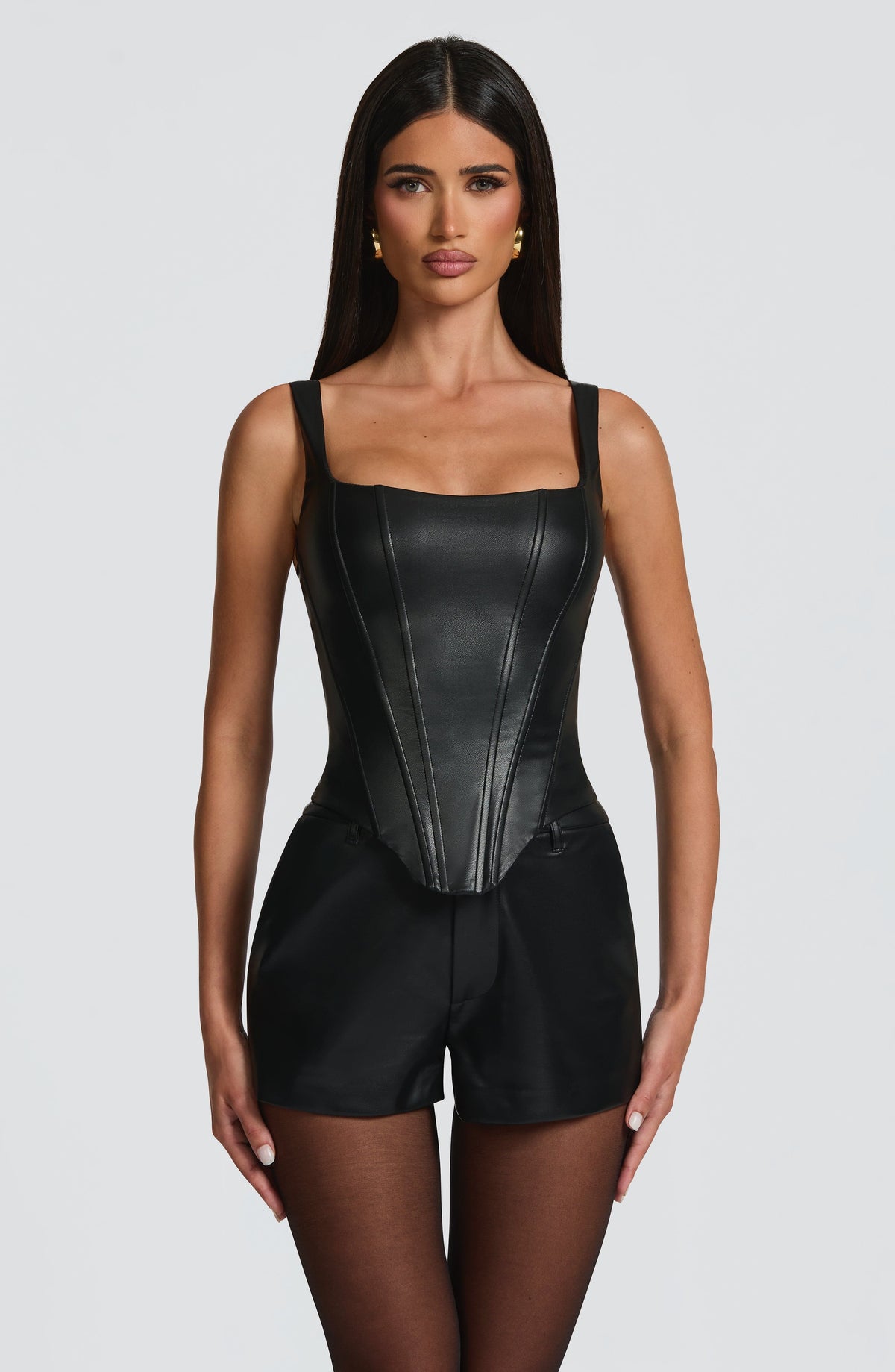 Rosa™ - Corsé de Polipiel Negro