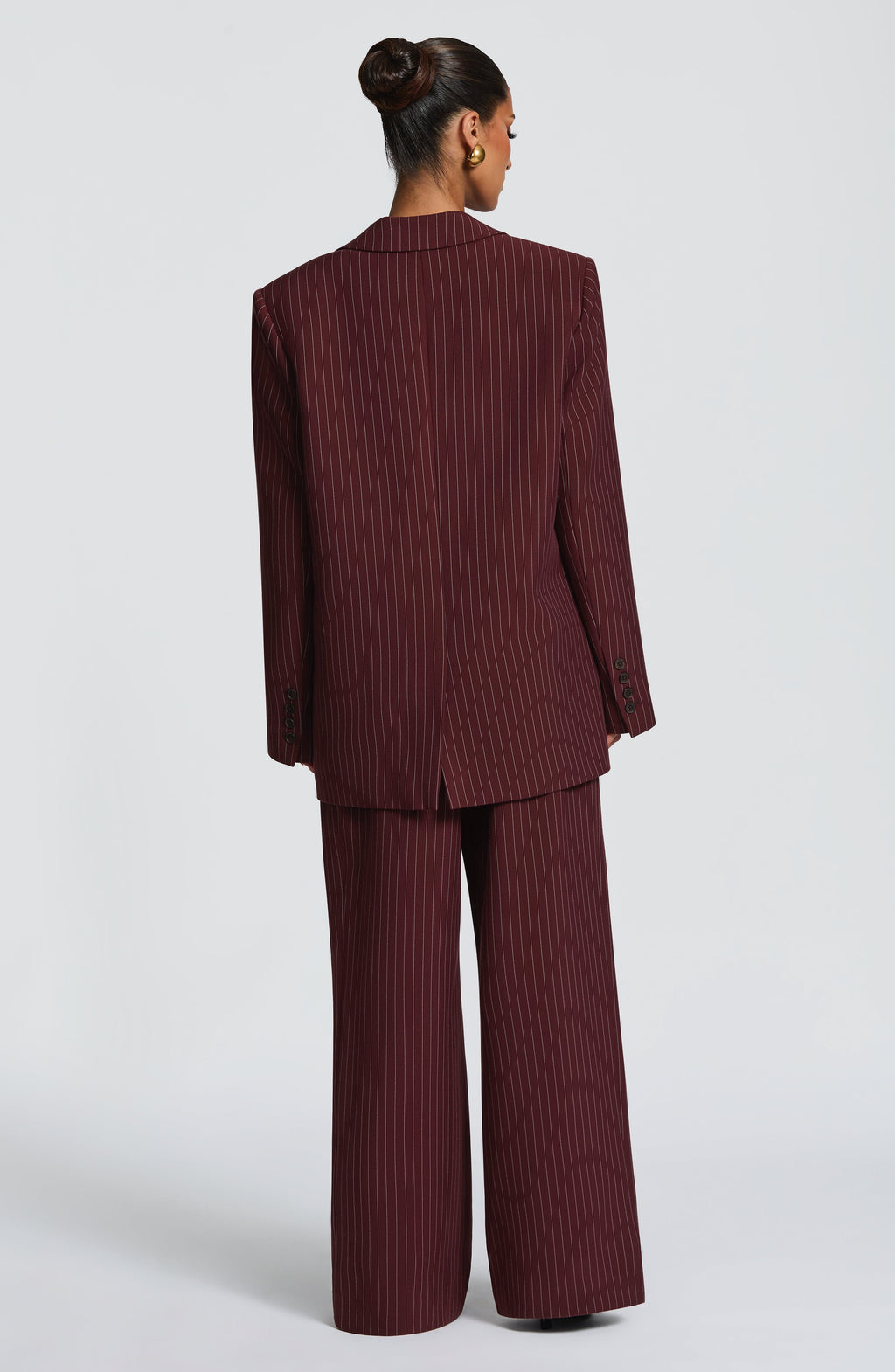 Regina™ - Blazer Oversize de Raya Diplomática Burdeos