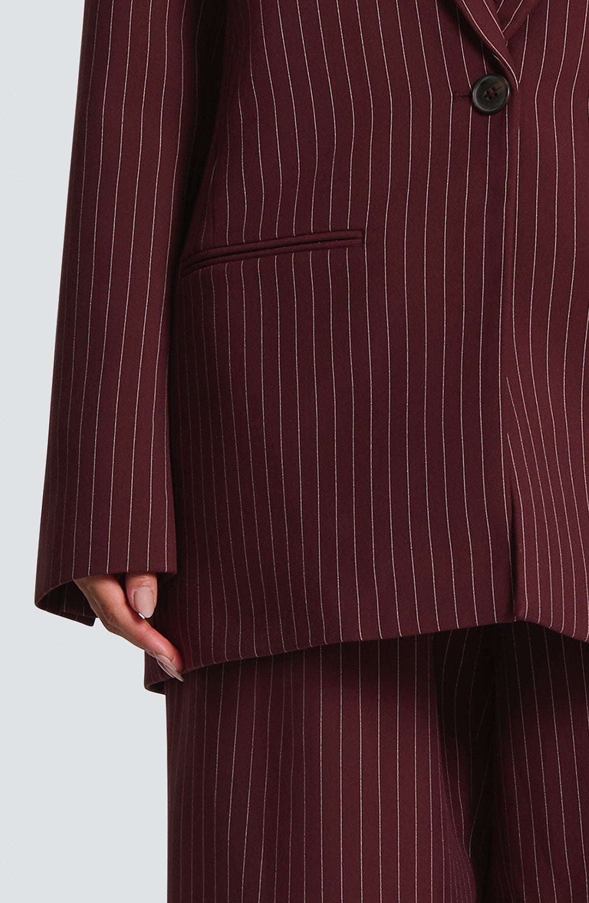Regina™ - Blazer Oversize de Raya Diplomática Burdeos
