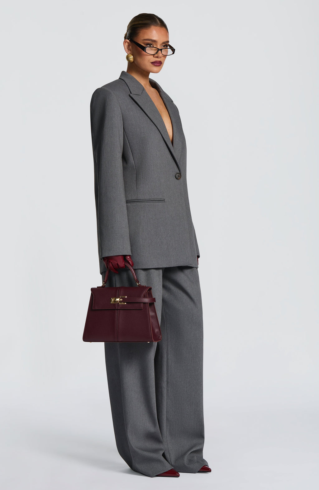 Regina™ - Blazer Oversize Gris Jaspeado