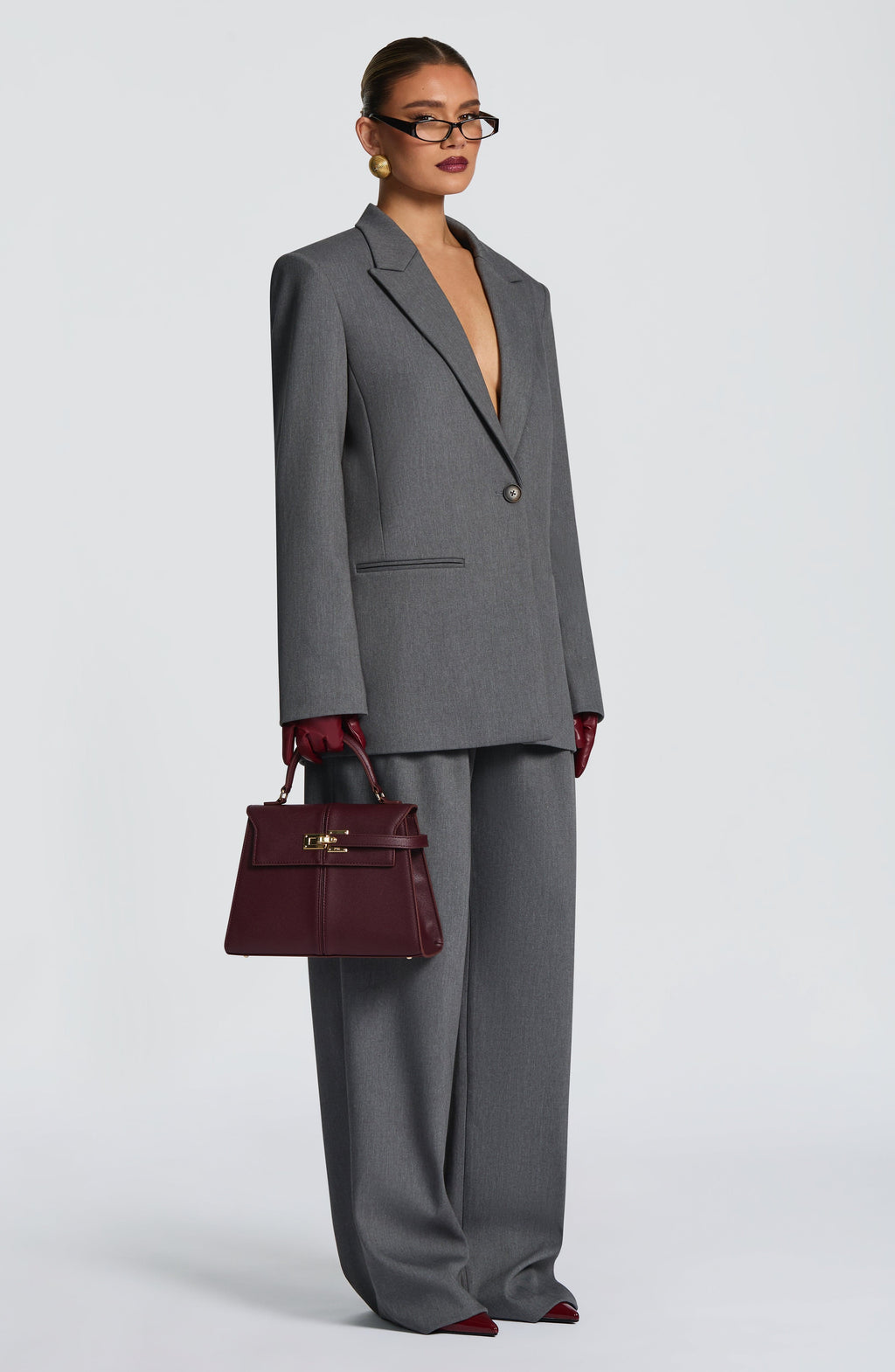Regina™ - Blazer Oversize Gris Jaspeado