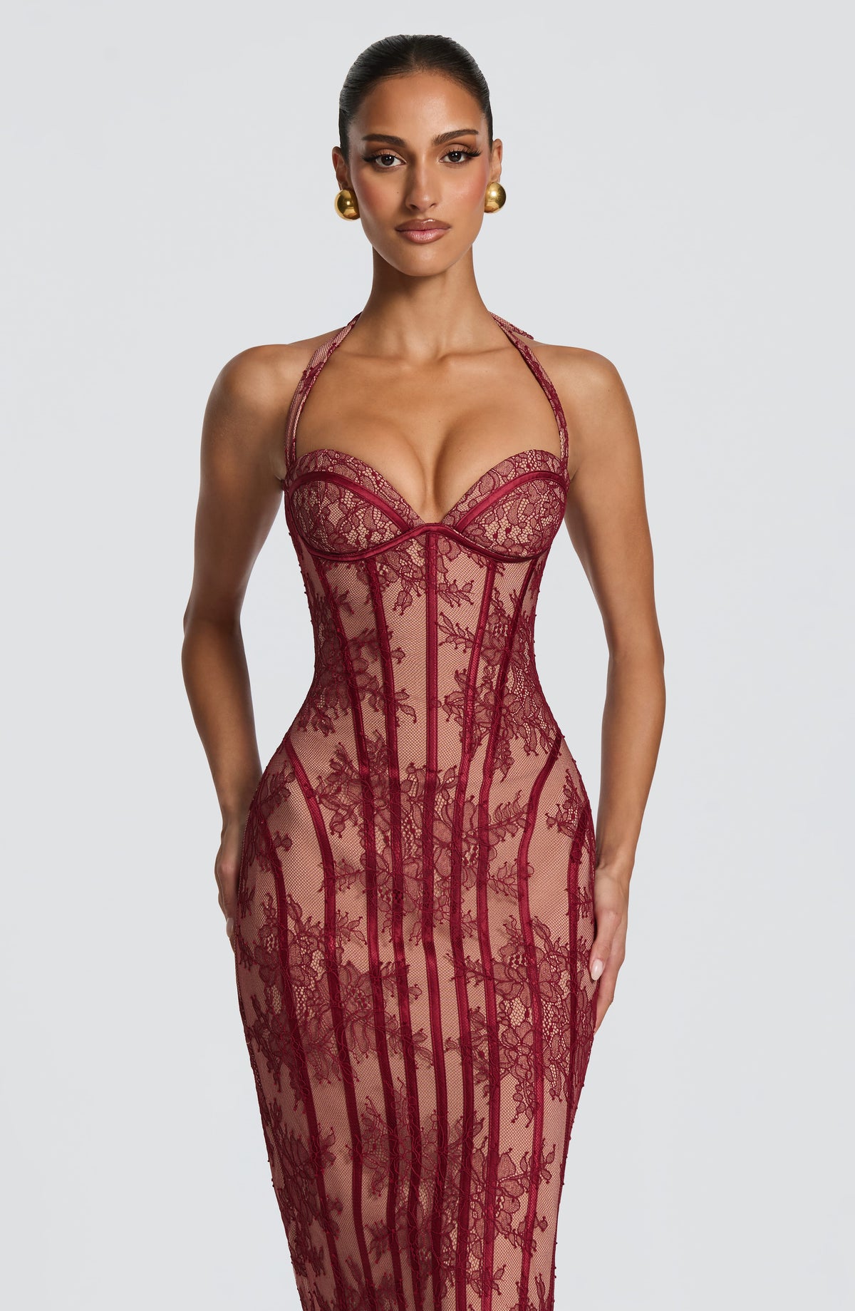 Rocío™ burdeos: vestido midi para una boda de día, foto 5