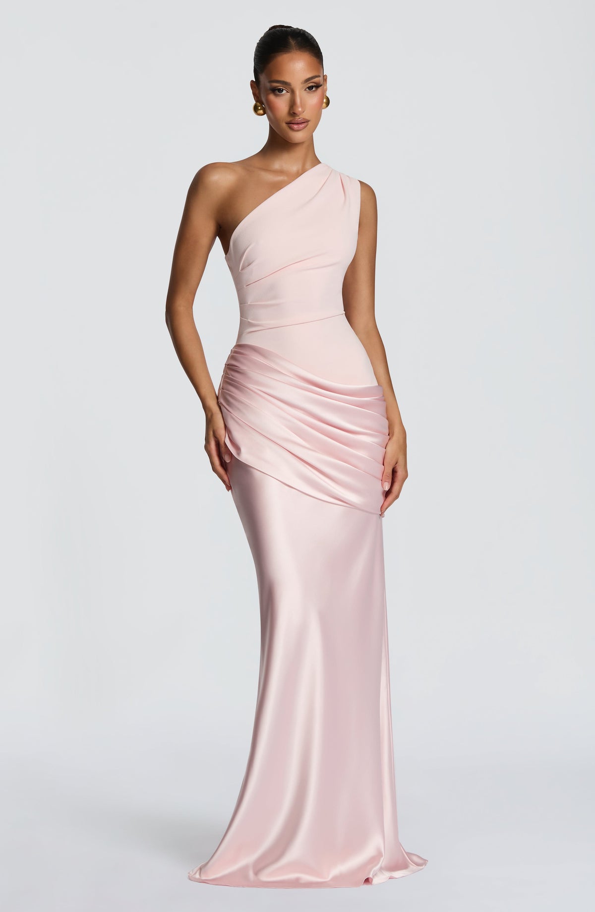 Vestido de graduación largo rosa de satén - Sabina™ Ana Ibiza