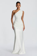 Vestido largo de satén marfil para preboda o evento - Sabina™ Ana Ibiza
