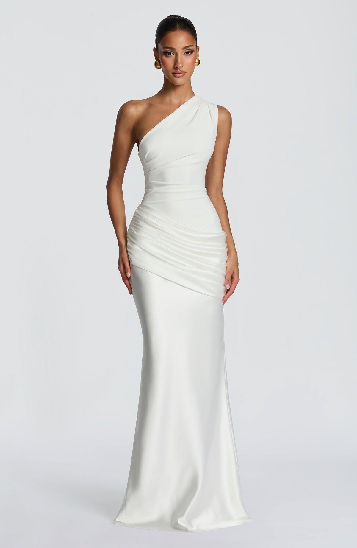 Vestido largo de satén marfil para preboda o evento - Sabina™ Ana Ibiza