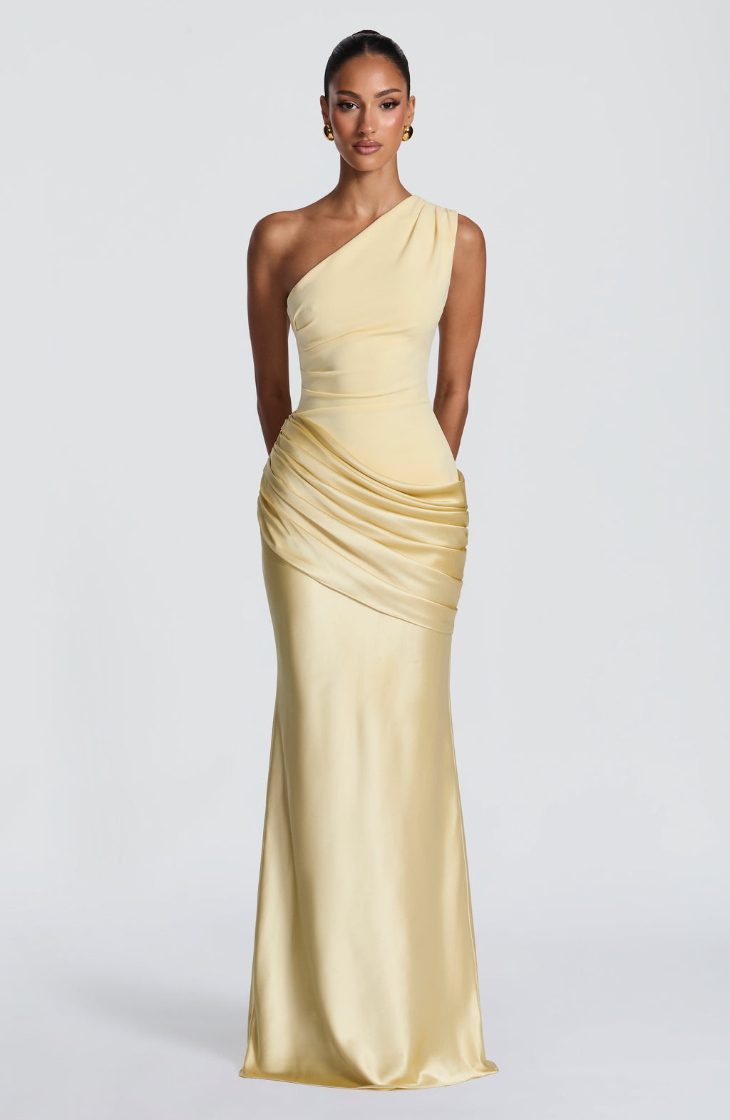 Vestido de graduación largo amarillo limón de satén - Sabina™ Ana Ibiza