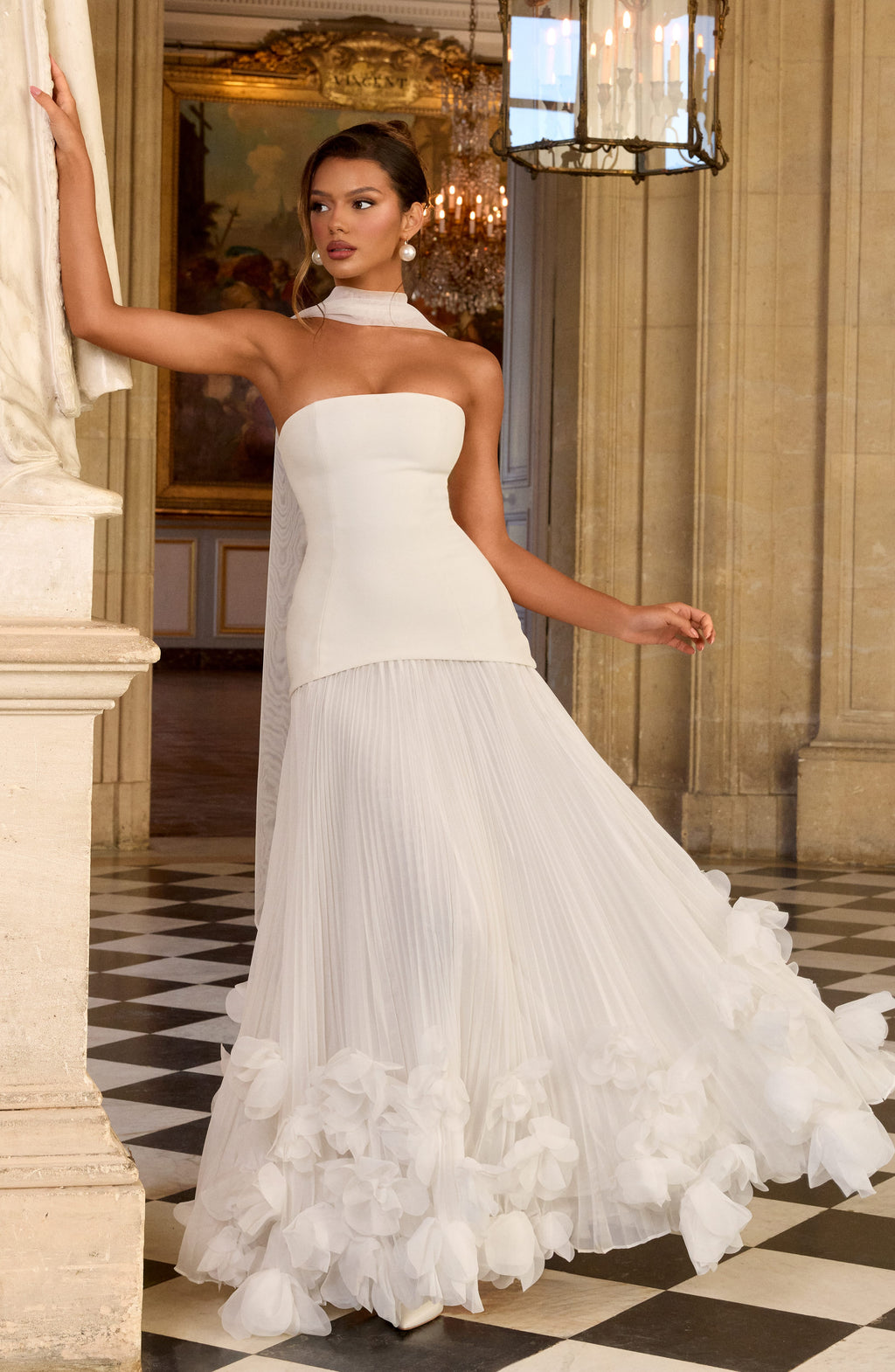 Vestido largo con bordado floral marfil para preboda o evento - Serena™ Ana Ibiza