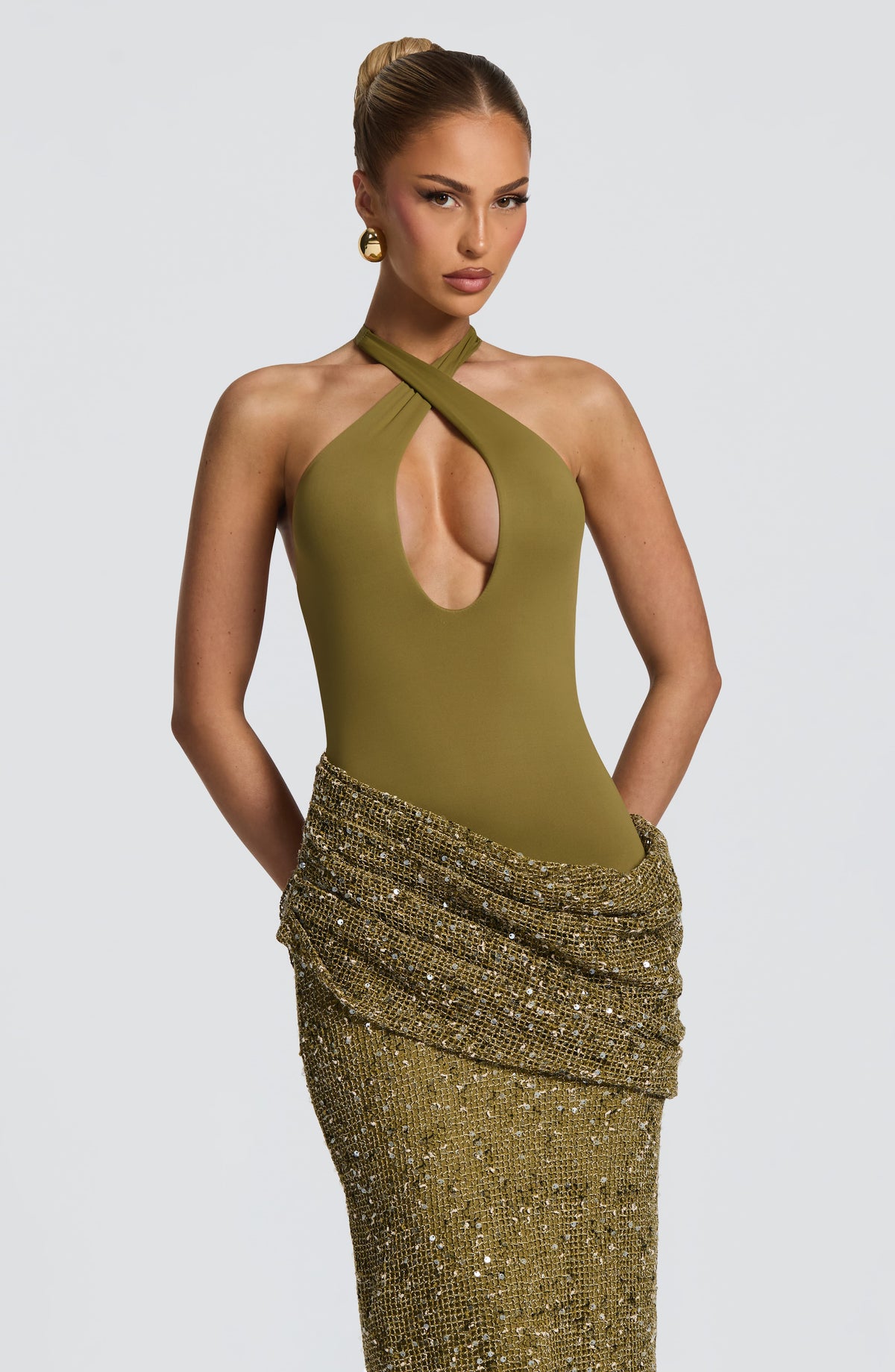 Andrea™ oliva: vestido largo para una cena de gala, foto 5