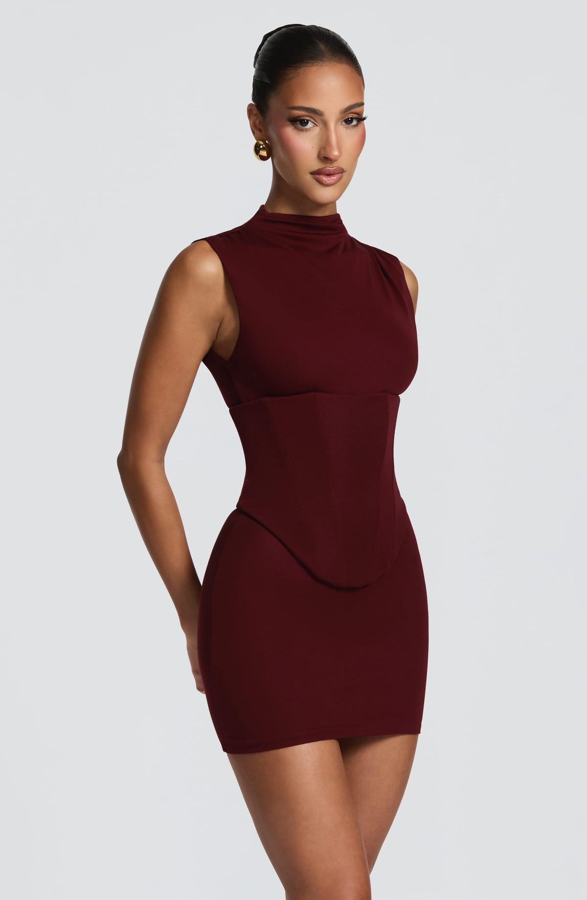 Vestido de evento Salomé™ cereza con fruncido favorecedor, foto 4