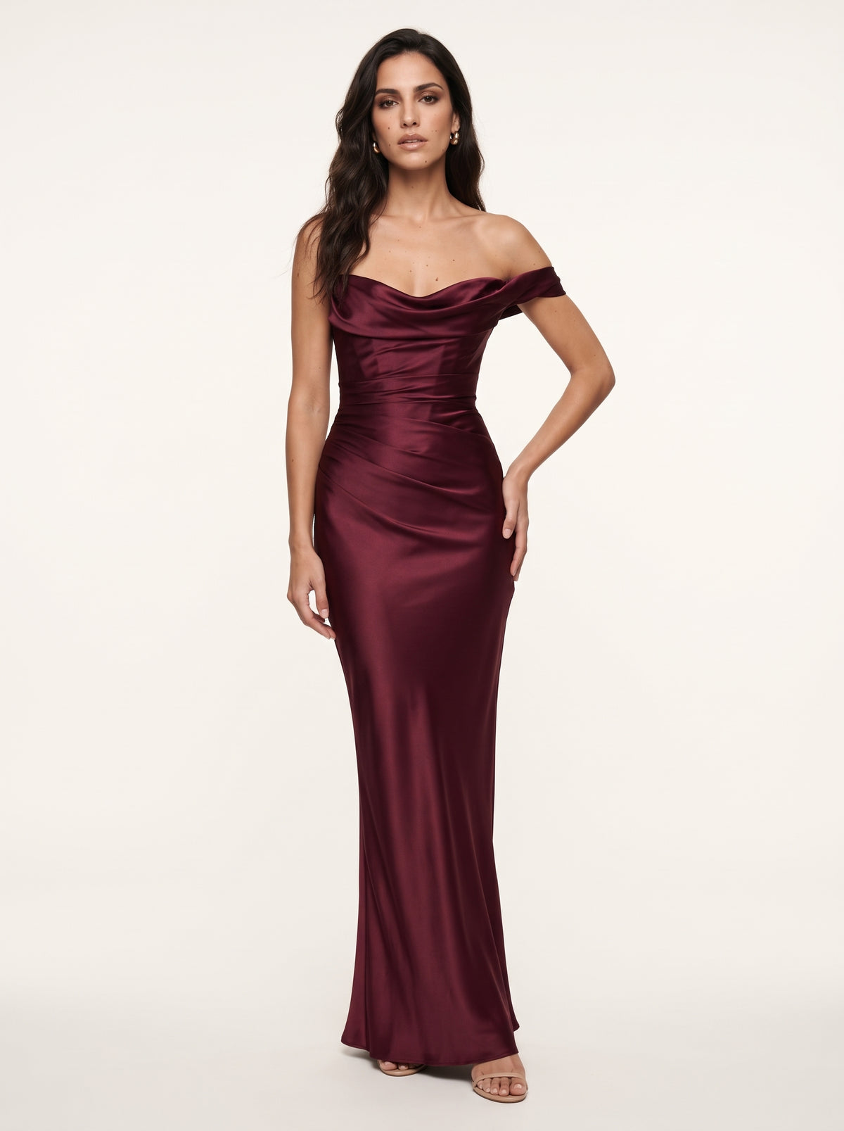 Talía™ - Vestido Largo al Bies Cereza