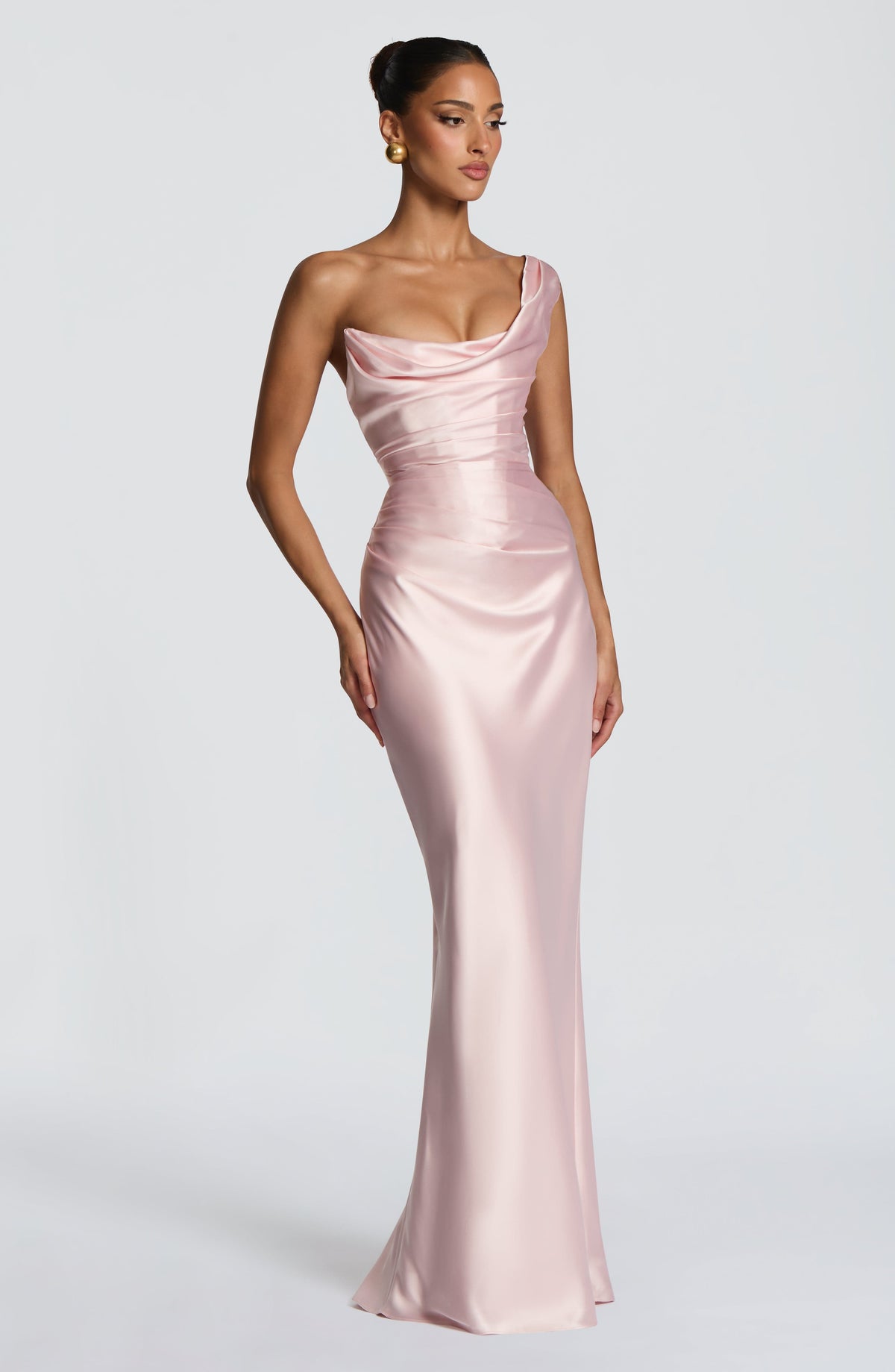Vestido de evento Talía™ rosa con escote drapeado, foto 4