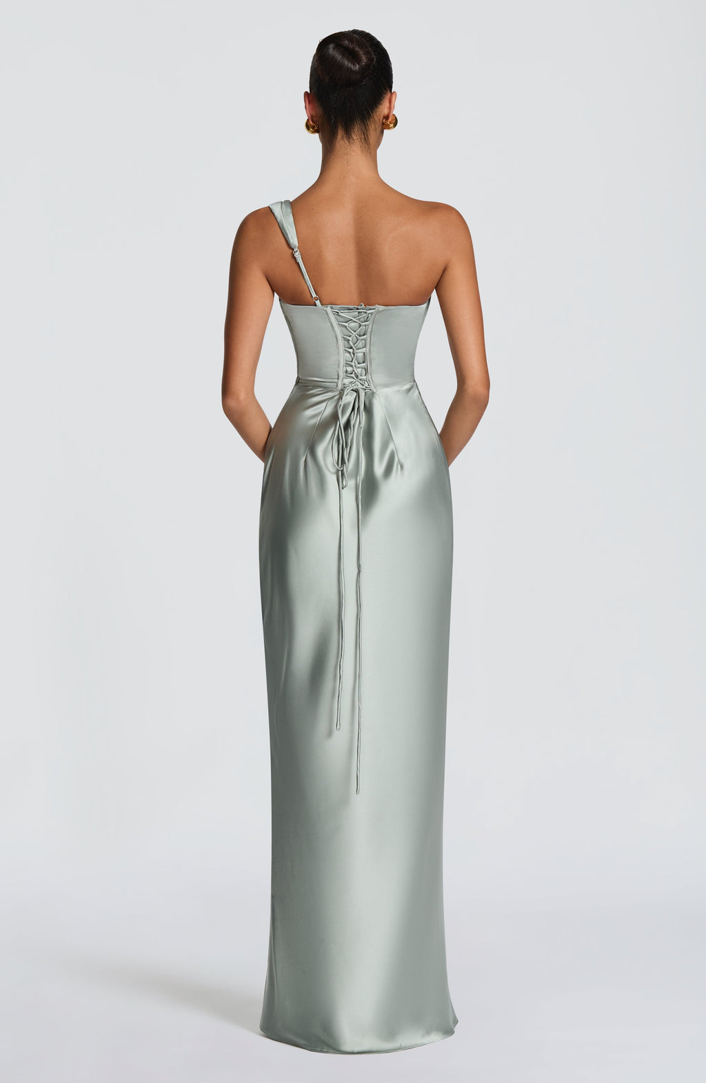Vestido de evento Talía™ verde salvia con escote drapeado, foto 4