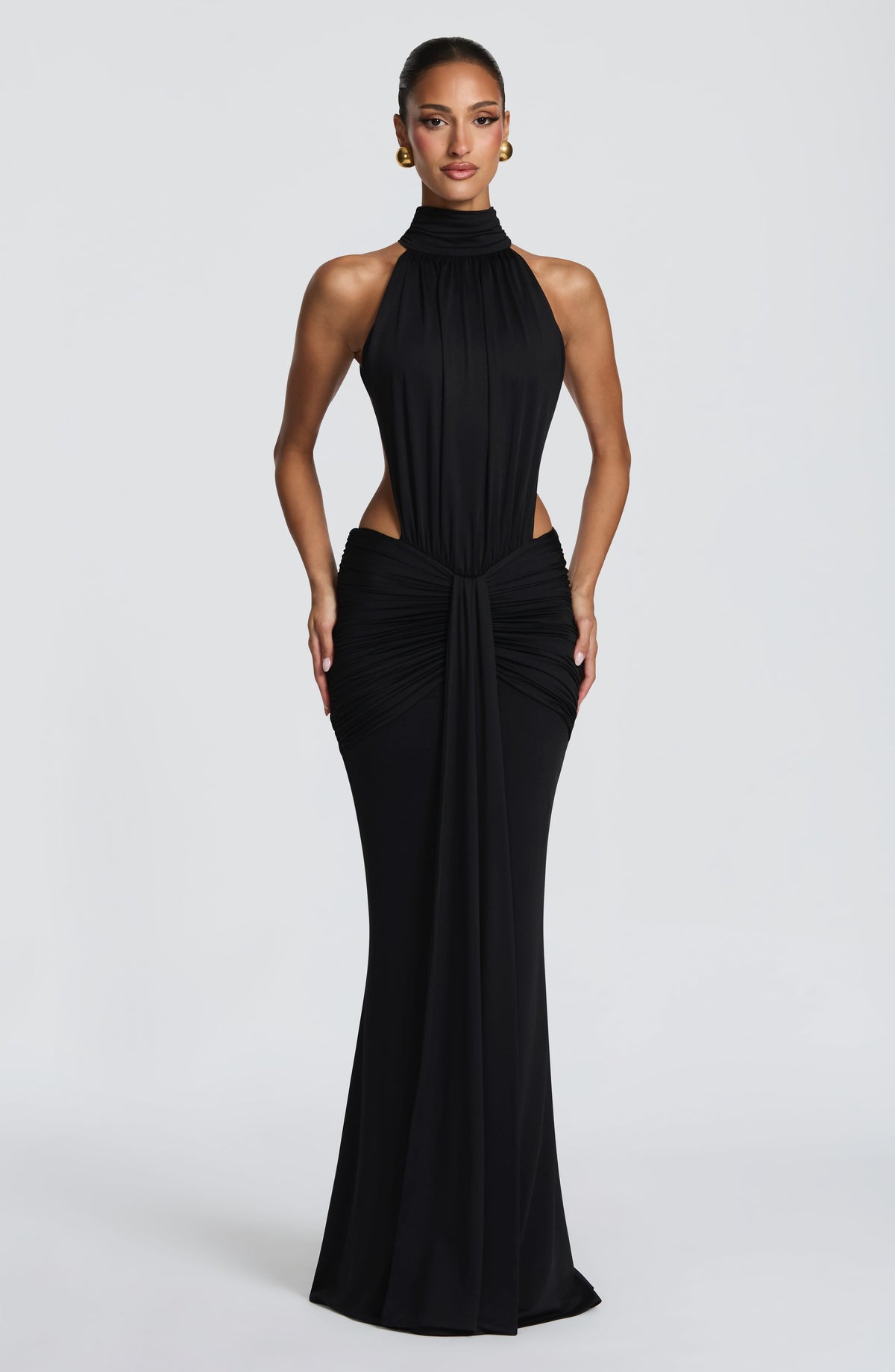 Vestido largo de invitada de boda negro de sirena - Teresa™ Ana Ibiza