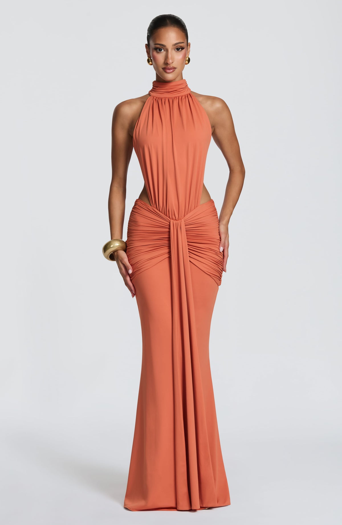 Vestido largo de invitada de boda naranja de sirena - Teresa™ Ana Ibiza