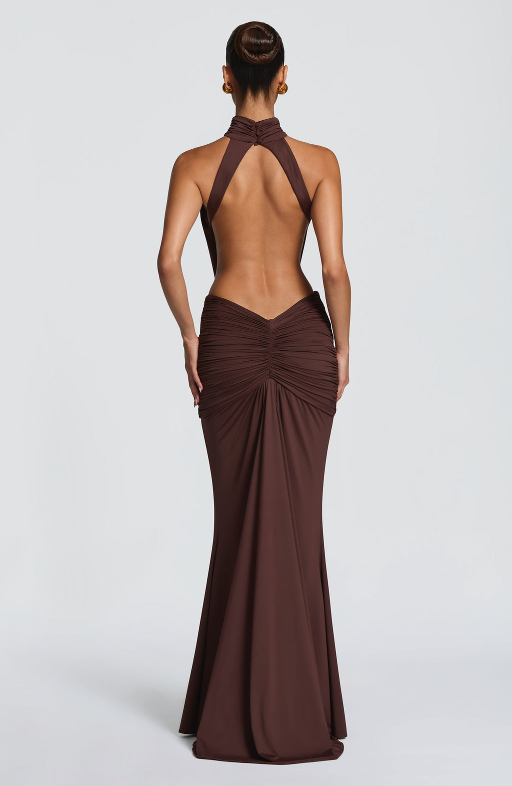 Vestido largo de sirena Teresa™ ciruela con fruncido favorecedor, foto 4