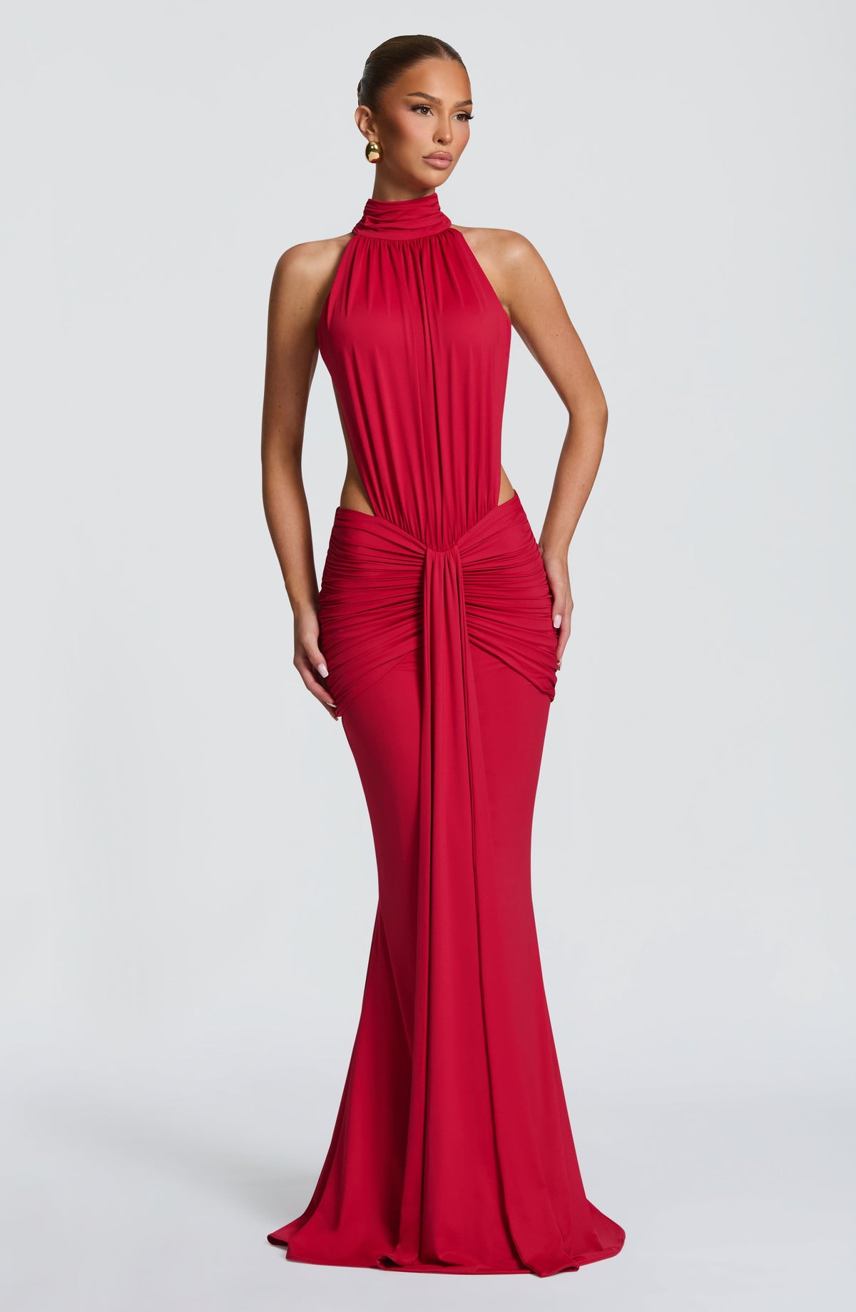 Vestido largo de invitada de boda rojo de sirena - Teresa™ Ana Ibiza