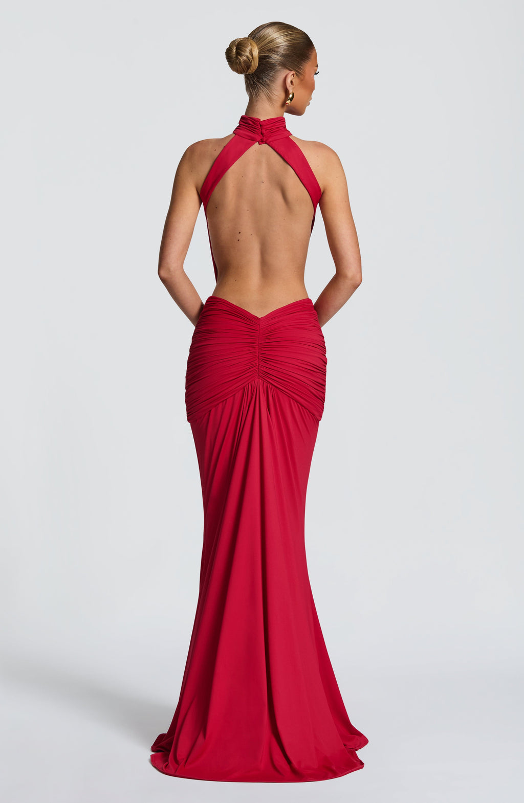 Teresa™ en rojo, vestido largo de sirena, espalda al aire