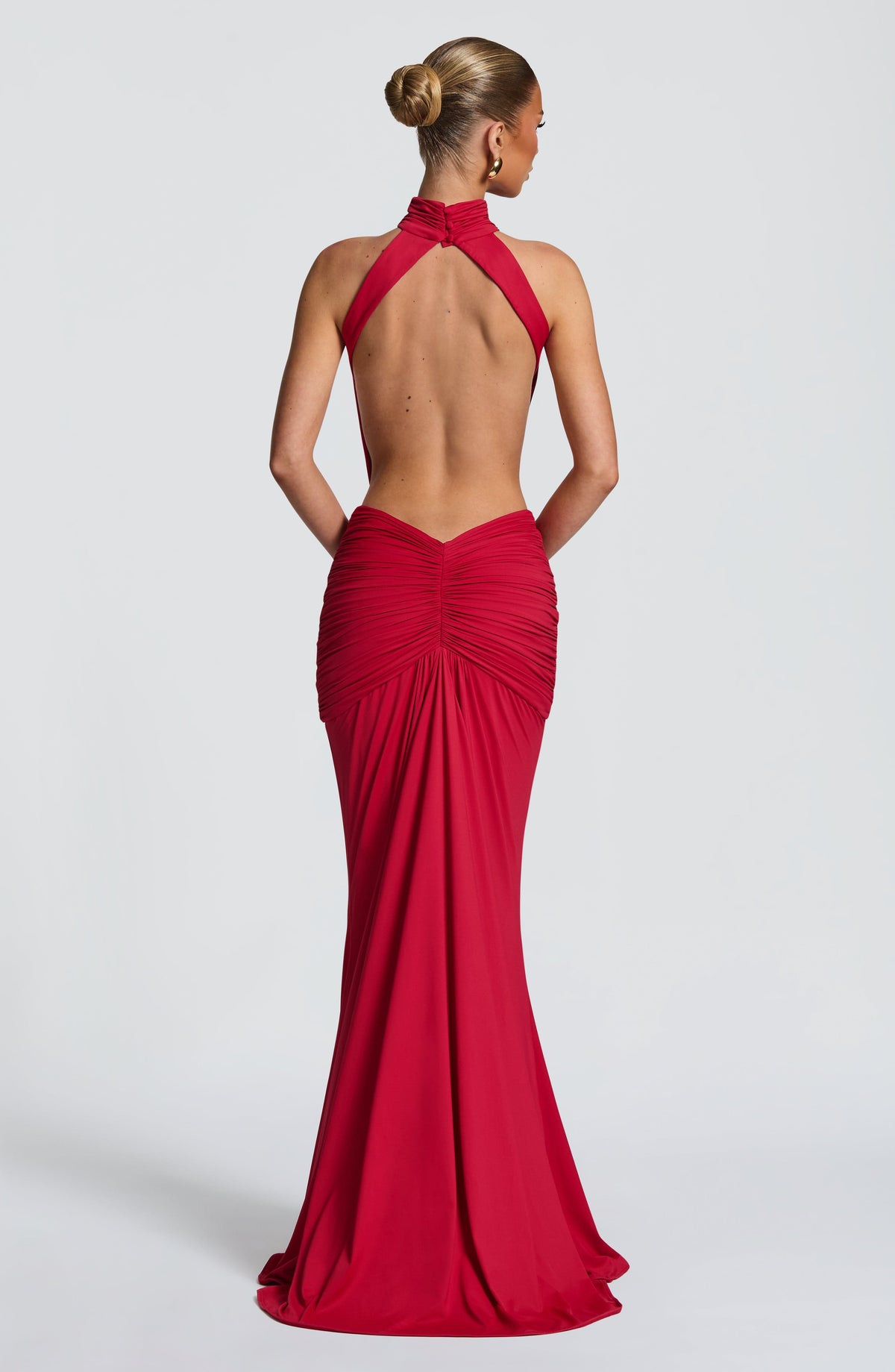 Teresa™ en rojo, vestido largo de sirena, espalda al aire