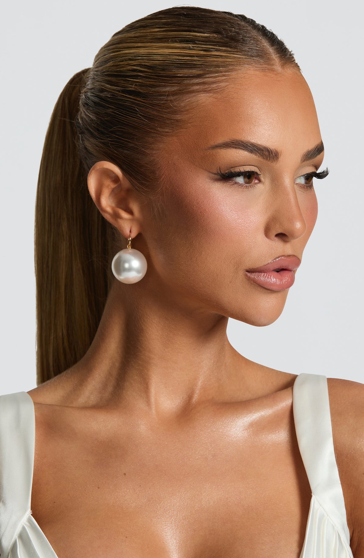 Perla™ - Pendientes de Aro con Perla