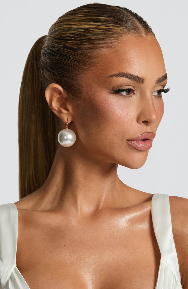Perla™ - Pendientes de Aro con Perla