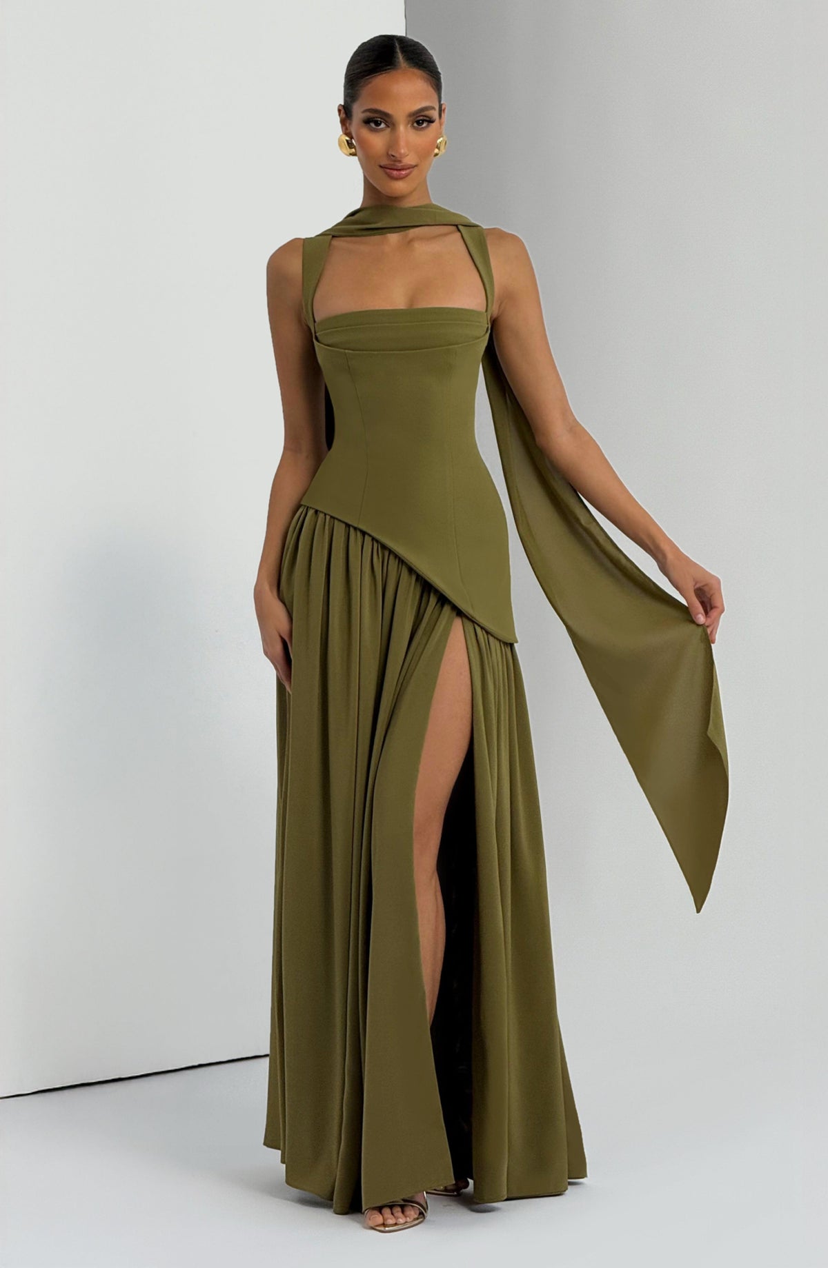 Vestido Tamara™ oliva con corsé, foto 7